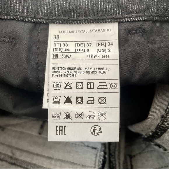 NWT UNITED COLORS OF BENETTON BLACK ANKLE SLIM CHINOS  TROUSERS- 2 - Picture 14 of 16